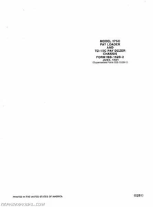 International Harvester TD15C and 175C CHASSIS ONLY Service Manual - Picture 1 of 1