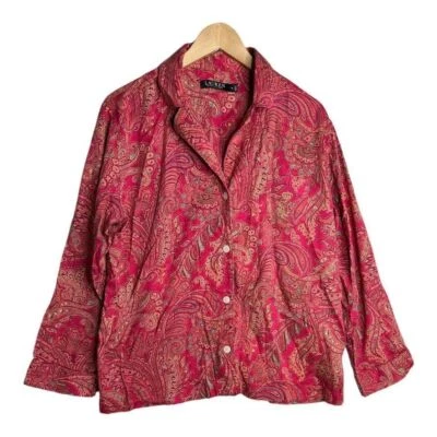 Lauren Ralph Lauren Paisley Print Red Sleep Shirt Size XL - Image 1 of 4