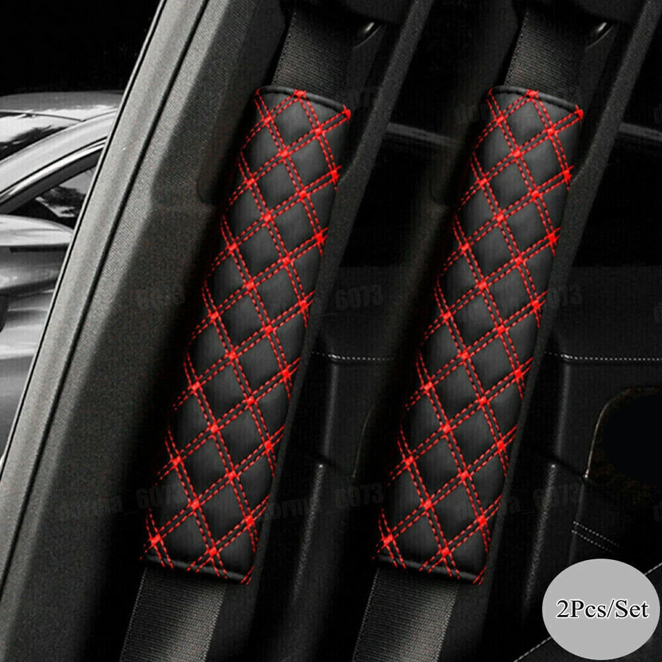 2x Funda de cinturón de seguridad rojo para automóvil Cinturón de seguridad Correa para el hombro Arnés Almohadillas de cojín Foto 1 de 4
