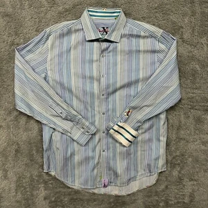 Robert Graham Mens Multicolor Striped Long Sleeve Contrast Cuff Shirt Size XL - Picture 1 of 10