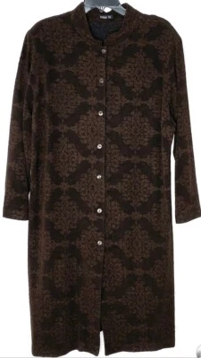 VIKKI VI Textured Jacquard Knit Mandarin Long Duster Cardigan Jacket Dress 1X 🤎 - Image 1 of 4