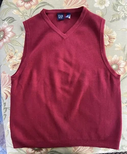 GAP XXL Boys Knit V-Neck Sweater Vest Cranberry 100% Cotton - Picture 1 of 5