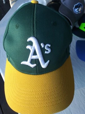 Vintage 80s Oakland A's Competitor Hat Adjustable Cap MLB Adult Green/Yellow - Image 1 of 4
