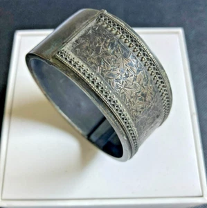 Antik viktorianisch britisch Sterling Armreif Armband verziertes Muster 6-7 Box Verschluss - Bild 1 von 12