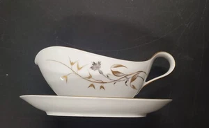 H & Co. Heinrich Selb Bavaria "Golden Harvest" Gravy Boat con placa adjunta - Imagen 1 de 6