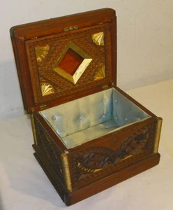 Antique Victorian wood Carved Jewelry Box - Picture 1 of 6