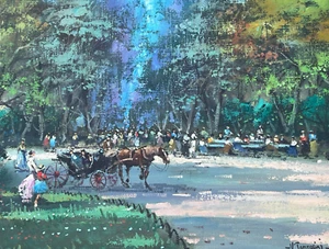 Large size VITTORIO TOMMASINI FARFA Impressionist Oil Painting on Burlap Canvas - Picture 1 of 18