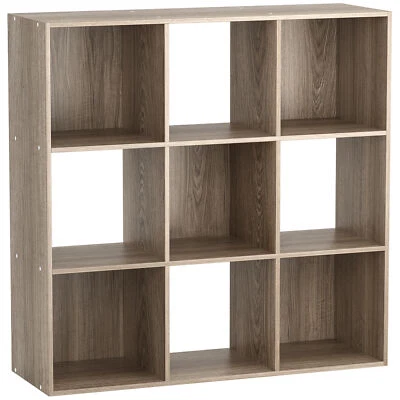 9 Cube Wooden Storage Organizer Open Bookshelf Display w/ 5 Back Panels Natural - Image 1 of 4