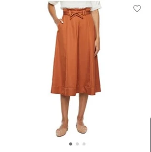 RYEGRASS Copper Chestnut Brown Burnt Orange Paper bag Waist Midi Skirt Size 24W - Picture 1 of 6