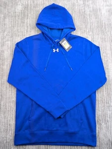 Under Armour Blue Pullover Fleece Hoodie Cold Gear Men's Hustle Medium NWT - Picture 1 of 14