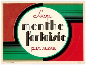 Chromo doré - Etiquette sirop de menthe Fantaisie - Pur Sucre - Réf.295b - Foto 1 di 1