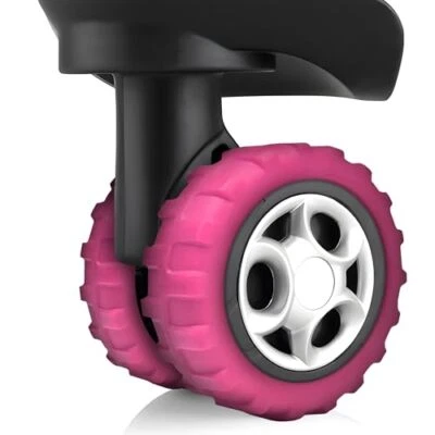 (Paquete de 8) Fundas de rueda de equipaje de silicona para rueda de 8 hilanderos rosa luminoso Foto 1 de 4