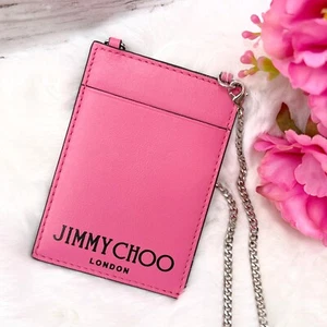 NEW Jimmy Choo Candy Pink Chain Strap Wallet Cardholder Crossbody Convertible - Picture 1 of 7