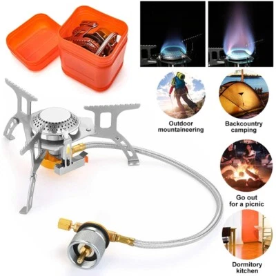 MM ELECTRONICLES 3900W Portable Backpacking Camping Gas Stove With Piezo Ignition Burner Case US