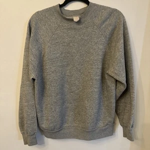 Vintage 80s Tultex Sweatshirt L Gray Raglan Blank Thin Crewneck USA 13948 21x26 - Picture 1 of 5
