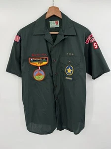 Vintage Boy Scouts of America Men’s Medium Uniform Shirt Cotton Blend USA Made - Picture 1 of 9