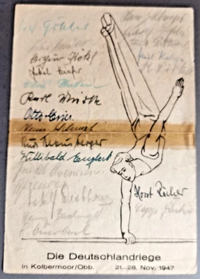 Postkarte Lehrgang 1947 Kolbermoor Turner-Riege Wachtendonk orig. Unterschriften - Bild 1 von 2