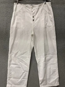Veronica Beard Debbie Skinny Ankle Jeans  Sz 32X26 White Tapered Button POE - Picture 1 of 7