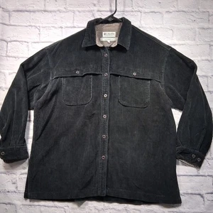 Camicia giacca shacket velluto a coste Columbia vintage nera con bottoni uomo XL - Foto 1 di 11