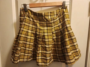 Mini Skort No Boundaries Juniors Amarillo Negro a Cuadros Talla L/11-13 Clueless Cher - Imagen 1 de 6