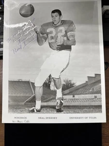 Neal Sweeney Signed Autographed BW Photo. U Of Tulsa. Wingback # 22 - Picture 1 of 8