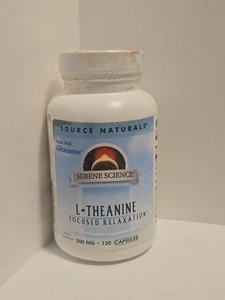 Source Naturals L-Theanine 200 mg 120 Caps Dairy-Free Egg-FreeGluten-Free Sealed - Picture 1 of 2
