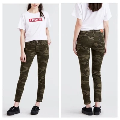 Womens Levi's 711 Skinny Green Camo Stretch Ankle Denim Jeans Size 28 - Image 1 of 4