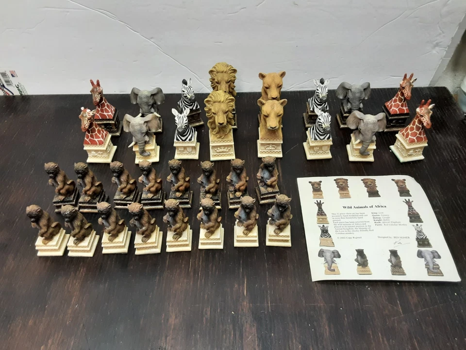 Ben Homer Wild Animal of Africa Complete Chess Set *A few dings - Image 1 of 4