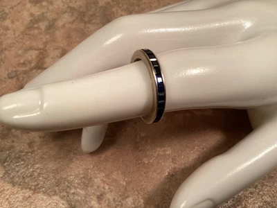 Blue Sapphire Platinum Eternity Ring Size 5 Vintage Unmark Platinum Band Jewelry - Image 1 of 4