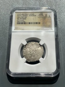 Papal States. France Pope Gregory XIII, 1572-1585. Billon Douzain, NGC VG Detail - Picture 1 of 4