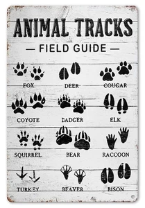 Animal Tracks Field Guide Sign Log Cabin Wall Decor, Forest Hunting Decor, Bo... - Foto 1 di 7