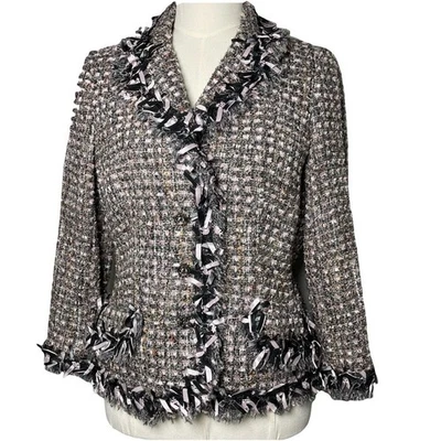 Rickie Freeman for Teri Jons Tweed Blazer|Gray,Lavender&Black|Women’s Size 10| - Image 1 of 4
