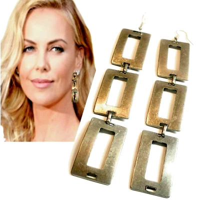 Orecchini pendenti lunghi donna argento geometrici vintage con monachella da  - Immagine 1 di 3