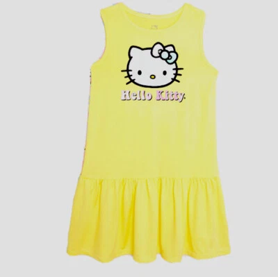 Vestido de Juego Hello Kitty Niña Amarillo Limón Suave Sin Mangas Talla Pequeña (6-6X) Nuevo con Etiquetas Foto 1 de 4