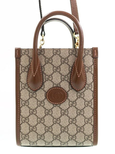 Gucci Shoulder Bag Mini Beige/Brown Canvas