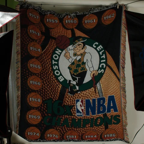 Boston Celtics 16x NBA Champions Woven Tapestry Throw Blanket Afghan 55"x43" Cover