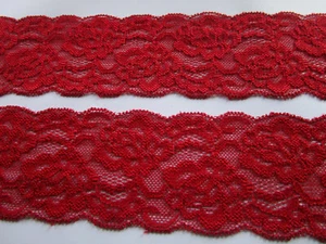 5 Meter Tip Elastish Trims Dark Red Lace 6cm Wide Elegante FC - Picture 1 of 3