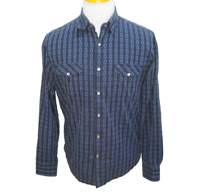 Camisa Top AGE OF WISISISY Para Hombre (Talla Mediana) Azul Manga Larga Perla Occidental a Presión Foto 1 de 4