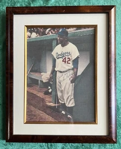 JACKIE ROBINSON 1950’s Custom Framed Color Photo on Canvas Brooklyn Dodgers - Picture 1 of 5