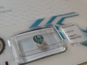 1.02 ct Natural Pear Shape Diamond IGI CERTIFIED Fancy Greenish Blue Color SI2 - Picture 1 of 6