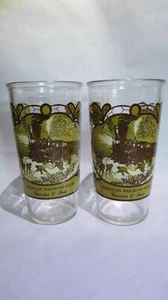 2 Currier & Ives Glass Tumblers American Railroad Train Scene - Imagen 1 de 12