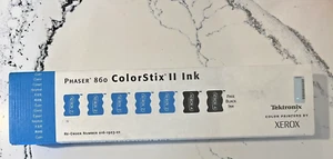 Phaser 860 Color Stix II Solid INK XEROX Genuine NEW 5 Cyan (BLUE) 2 Black/box  - Picture 1 of 3