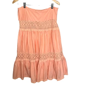 Vintage Y2K Stufenrock groß Häkelspitze Boho Pfirsich Fee Festival Sommer - Bild 1 von 9