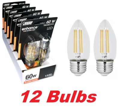 Feit Electric 5.5W = 60W B10 E26 Dimmable Chandelier Led Candle Light Bulb 12PK - Image 1 of 4