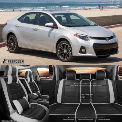 Conjunto completo de capa de assento de carro frente traseira couro para Toyota Corolla 1998-2018 + travesseiro - Imagem 1 de 4