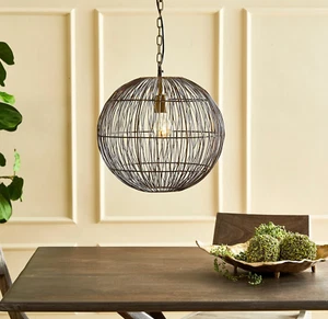 16.5" BRONZE GOLD METAL STRANDS WELDEN PENDANT LIGHT FIXTURE Napa Home NVH411 - Picture 1 of 7