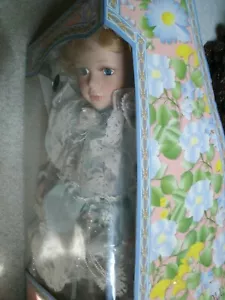 Cathay Collection Porcelain Doll/New in original box/Blond Hair/Light Blue Dress - Picture 1 of 9