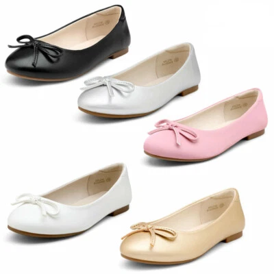 Dream Pairs 女孩平底鞋 正装鞋 一脚蹬 蝴蝶结 芭蕾平底鞋 — 第 1/4 张图片