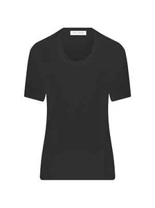Marina Moscone Blouse U Neck Boyfriend T Shirt Black Top Short Sleeve Small - Picture 1 of 7