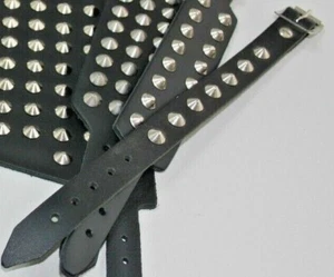 1 ROW STUDDED Leather WRISTBAND - VARIOUS COLOURS & Styles - Goth Punk Fashion - Picture 1 of 25